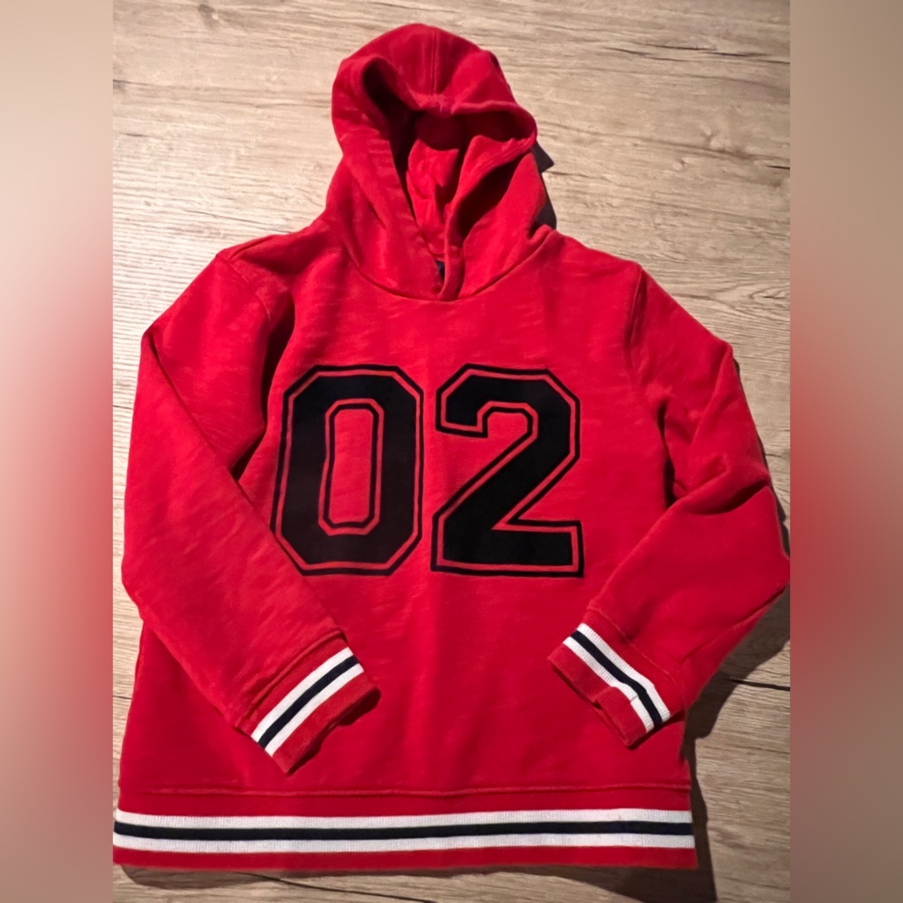 Janie & Jack Lightweight French Terry Athletic Hoodie - maraschino Cherry, Sz 6